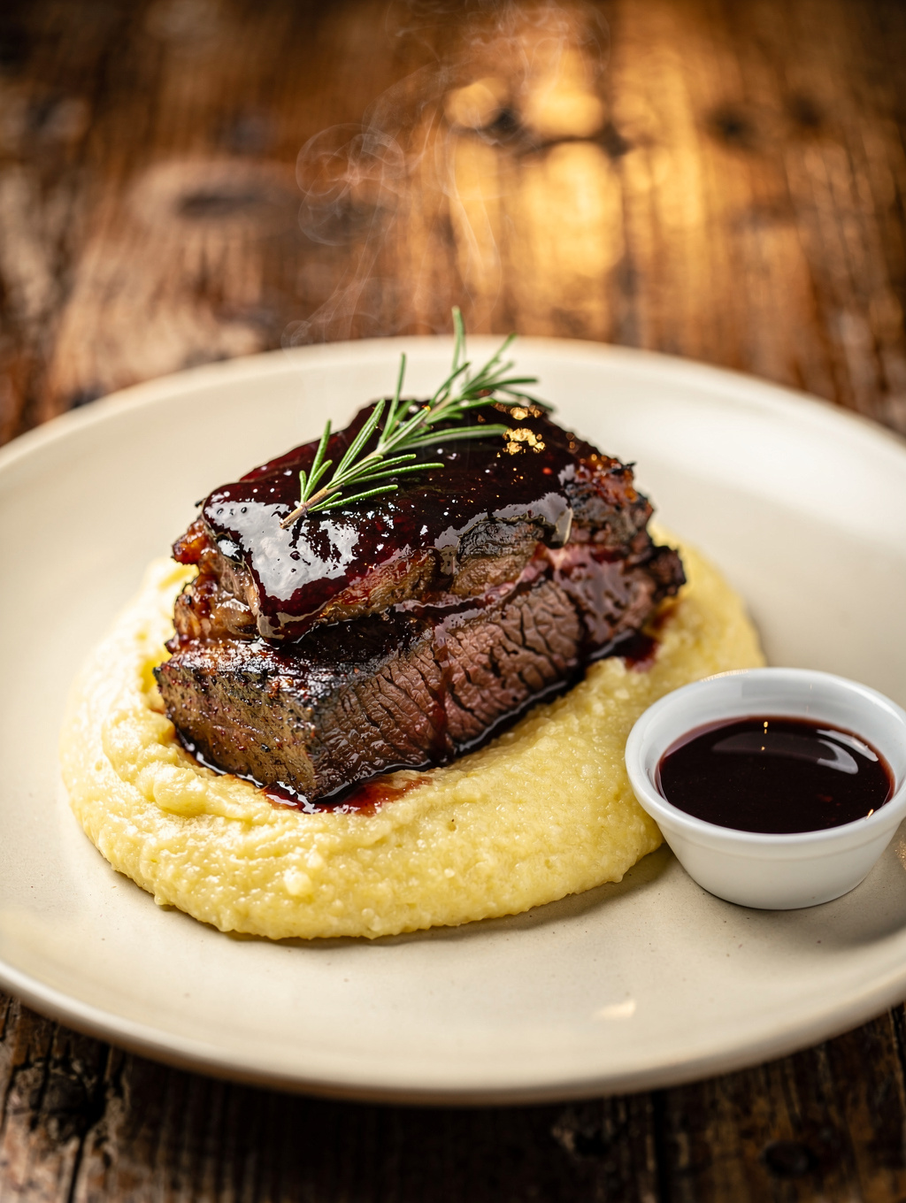 Slow-braised beef short rib with polenta