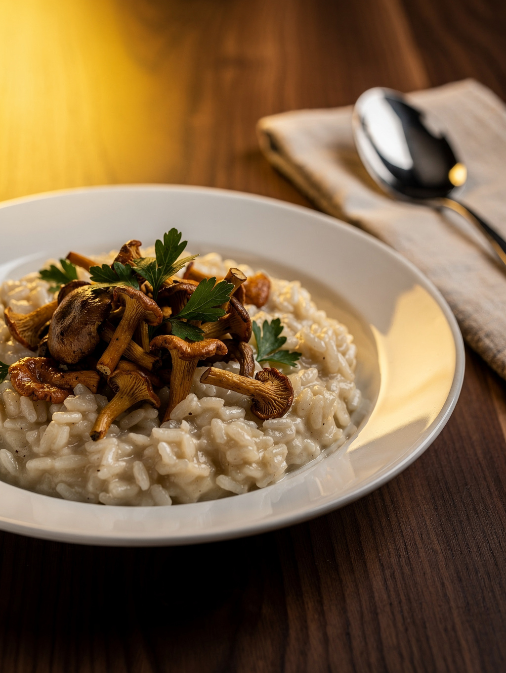 Creamy risotto with wild forest mushrooms